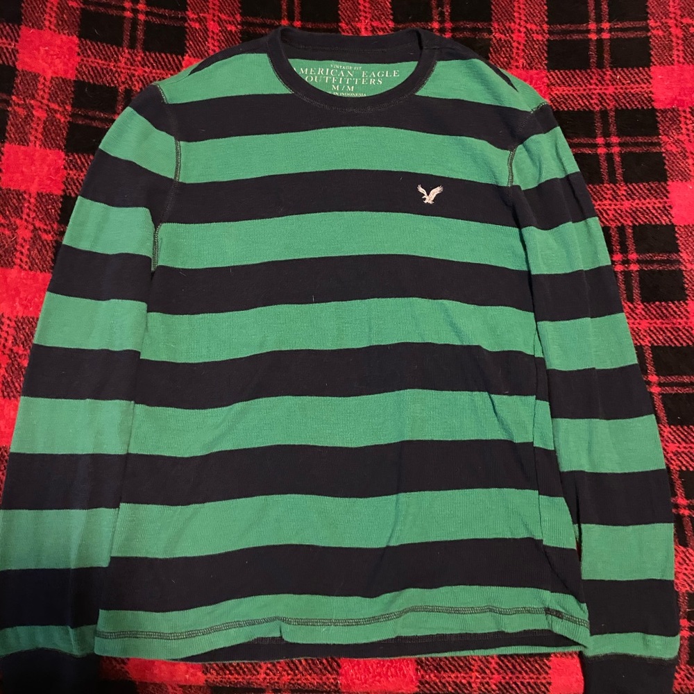 American Eagle thermal stripped shirt